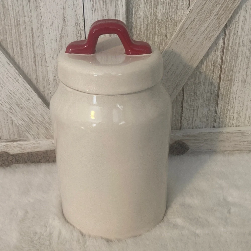 Rae Dunn Ceramic Jar with Red Heart